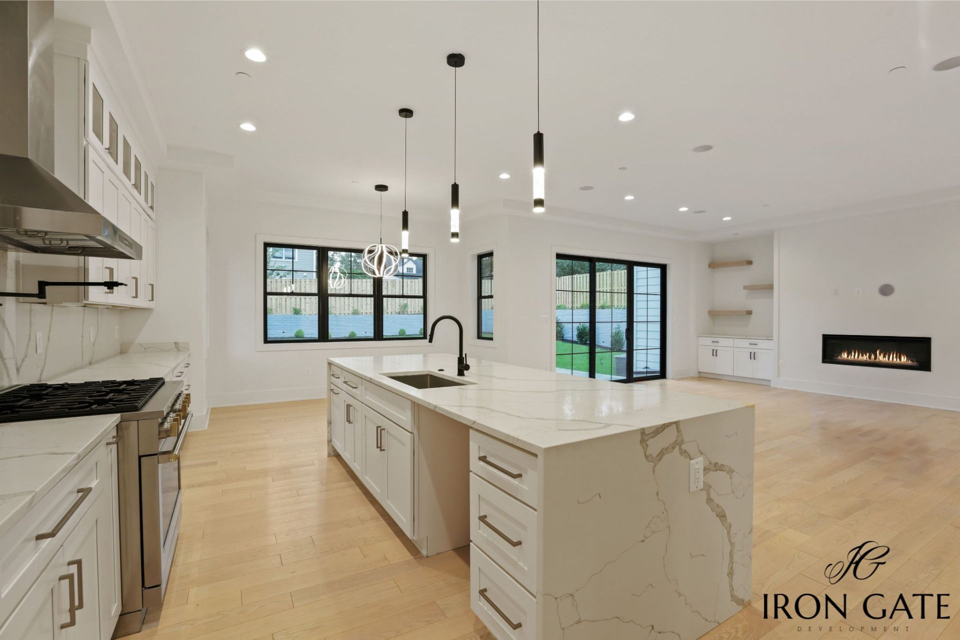 Open kitchen and living area