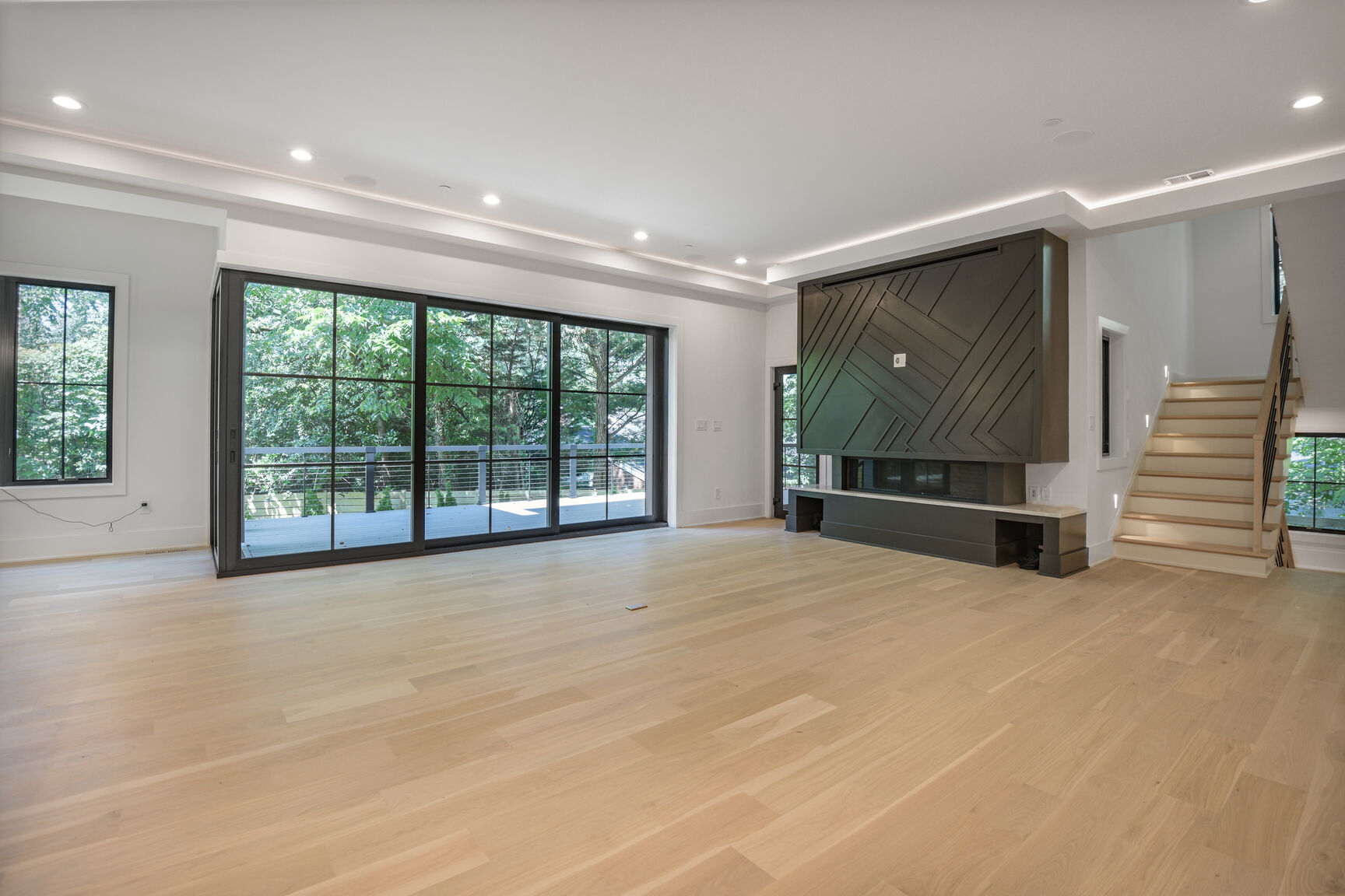 Living room with custom fireplace