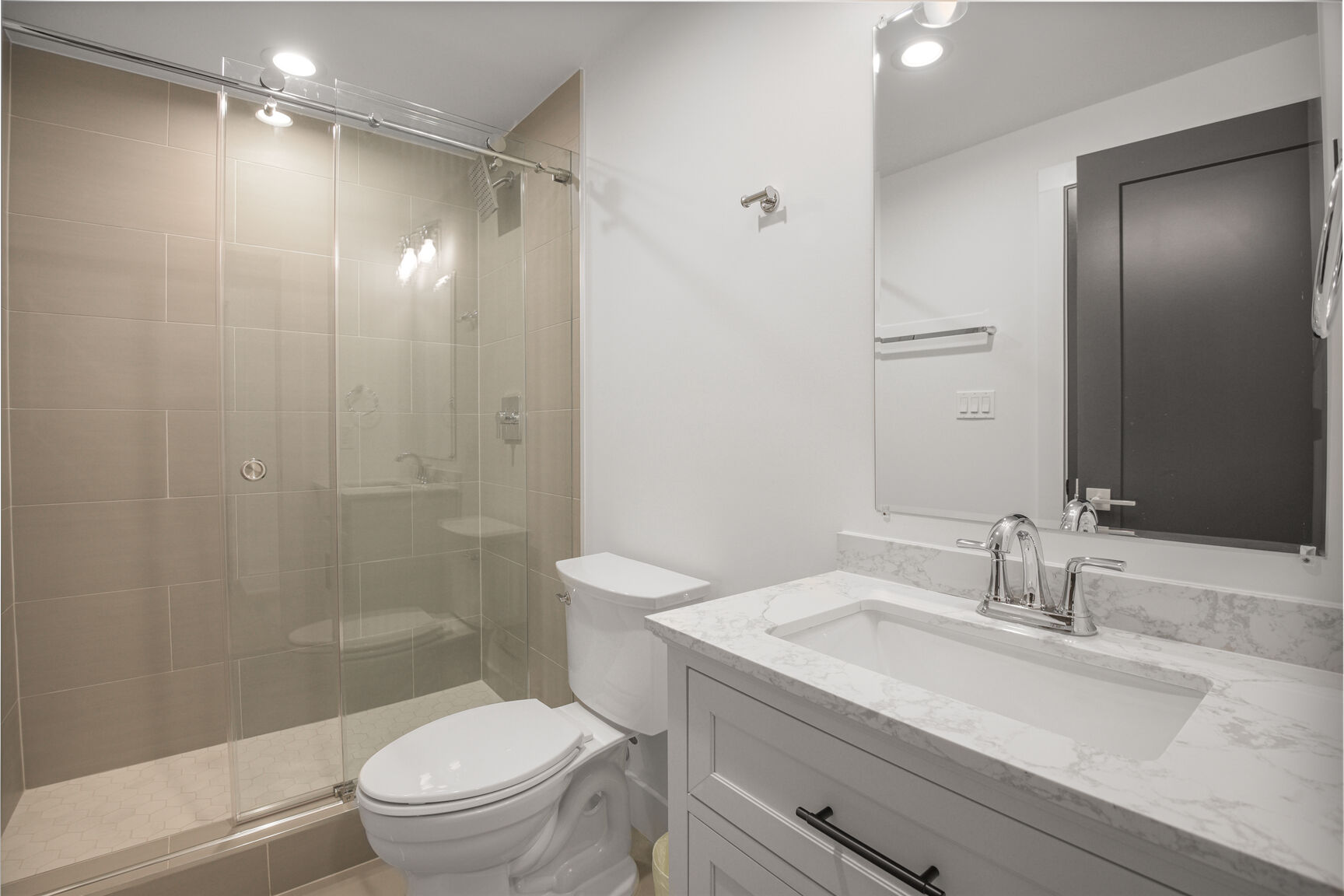 Guest bathroom with marble vanity