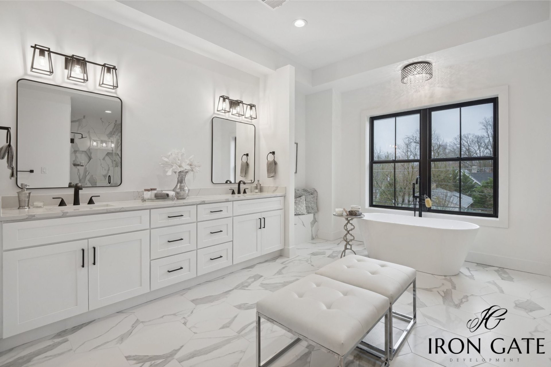 Master bath with freestanding tub