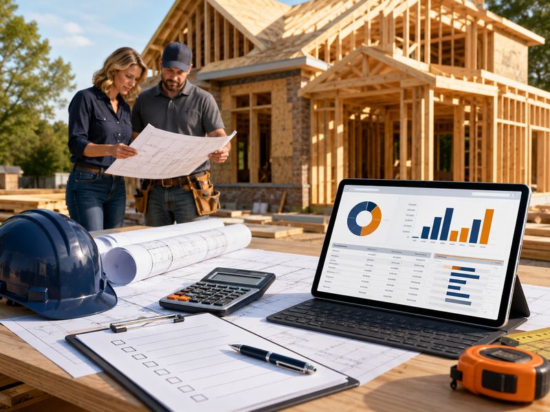 Owner-builder managing subcontractors, bids, plans, and construction budget